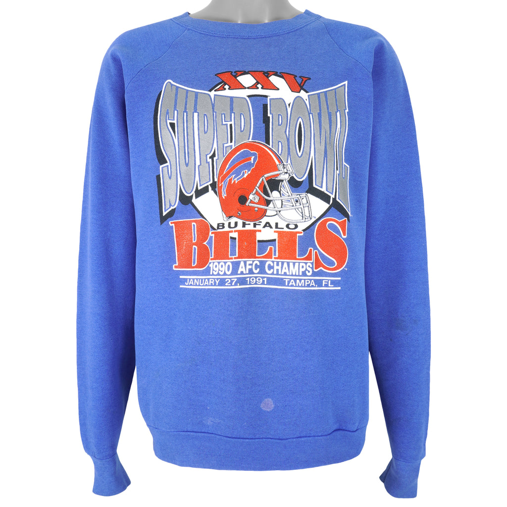 Vtg Buffalo sale Bills 1991 AFC Champion Sweatshirt XL Pullover Super Bowl Black USA