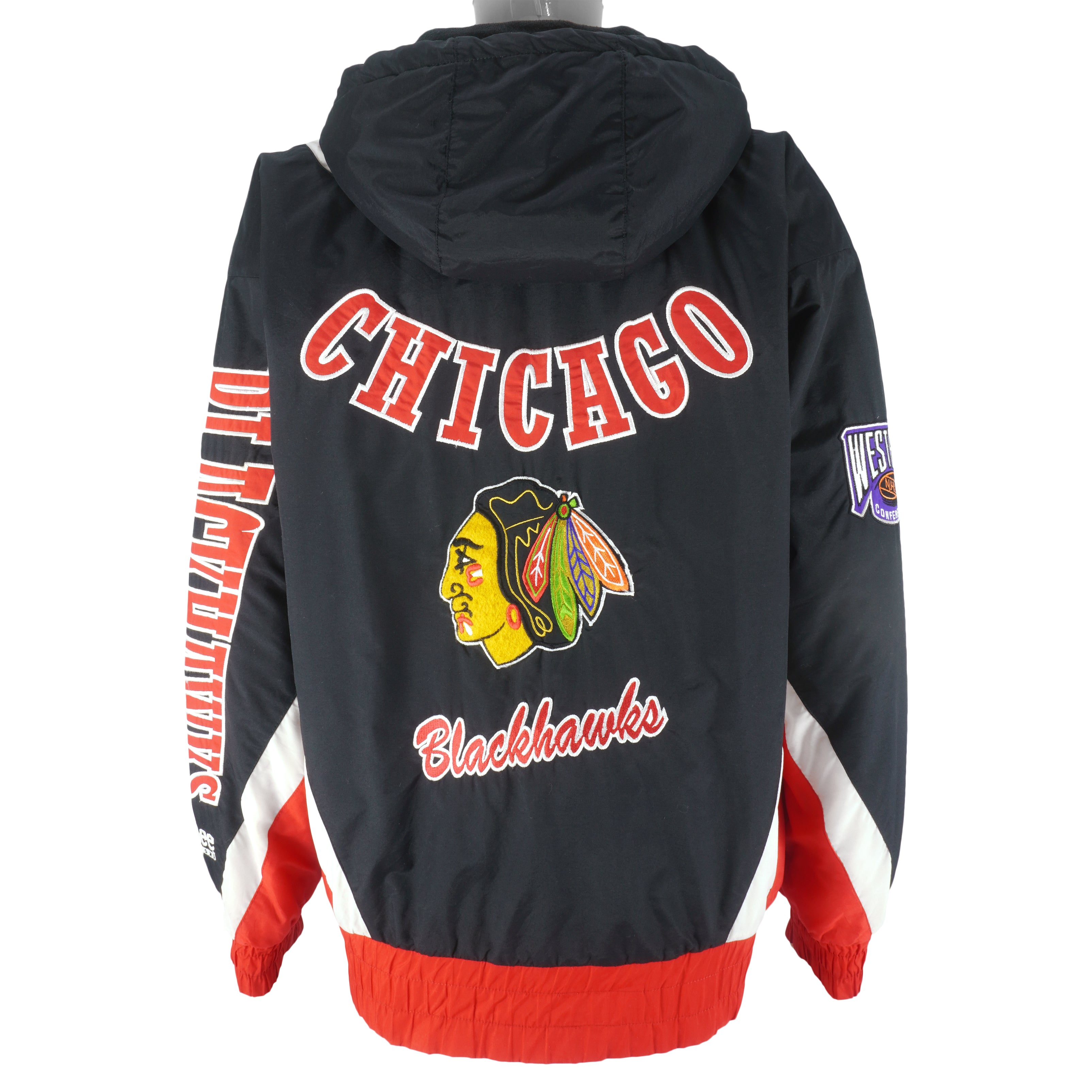 Chicago Blackhawks Black White NHL Varsity Jacket