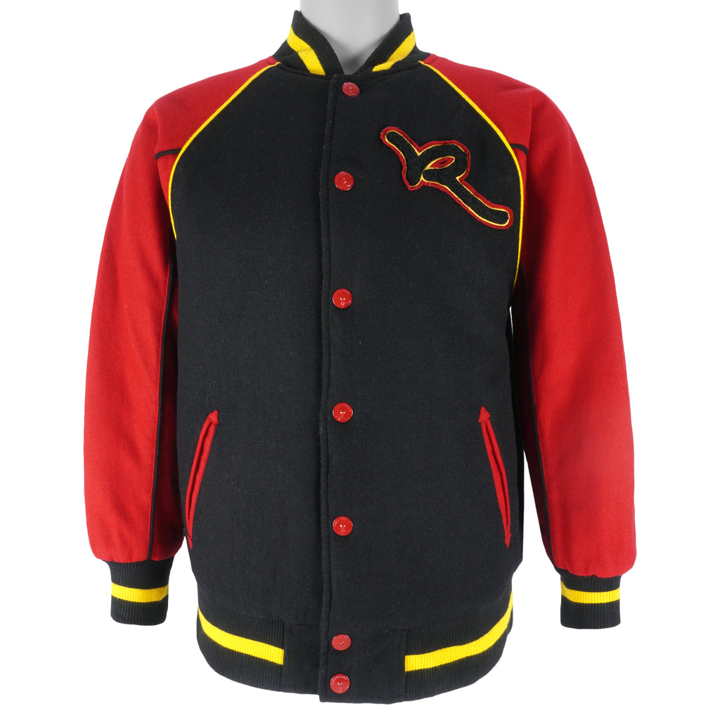 Vintage (Rocawear) - Black & Red Button-Up Varsity Jacket Large Youth Vintage Retro