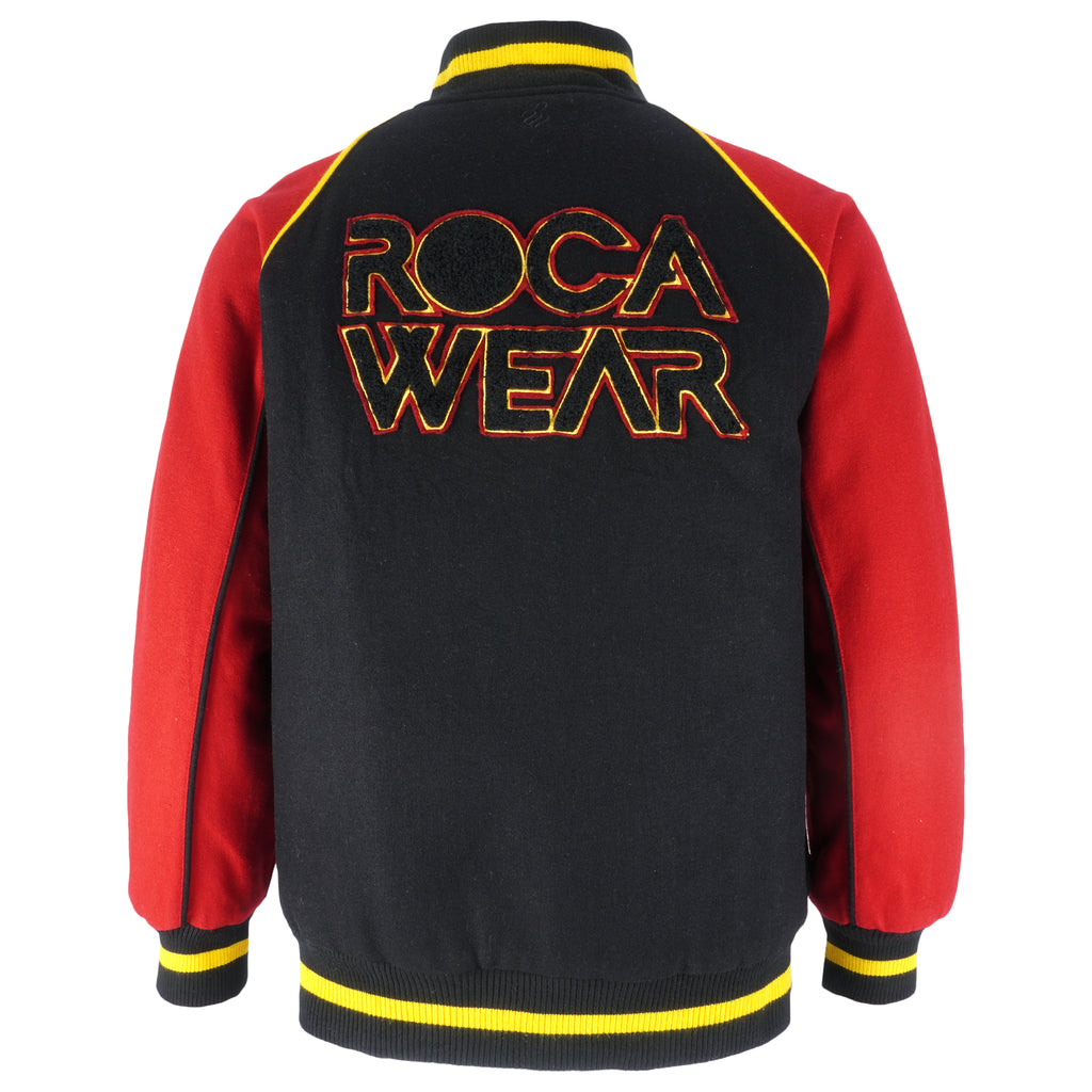 Vintage (Rocawear) - Black & Red Button-Up Varsity Jacket Large Youth Vintage Retro