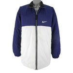 Nike - Blue Big Swoosh Zip-Up Reversible Puffer Jacket Large Vintage Retro