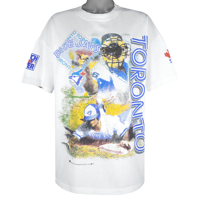 Vintage 1990s Toronto Blue Jays Bulletin Athletic All Over Print T-shirt Sz XL