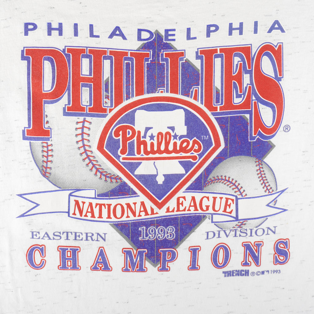 MLB (Trench) - Philadelphia Phillies National League Champs T-Shirt 1993 Large Vintage Retro Baseball