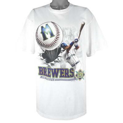 Vintage 1990 Milwaukee Brewers MLB Baseball Trench T-Shirt Size Medium
