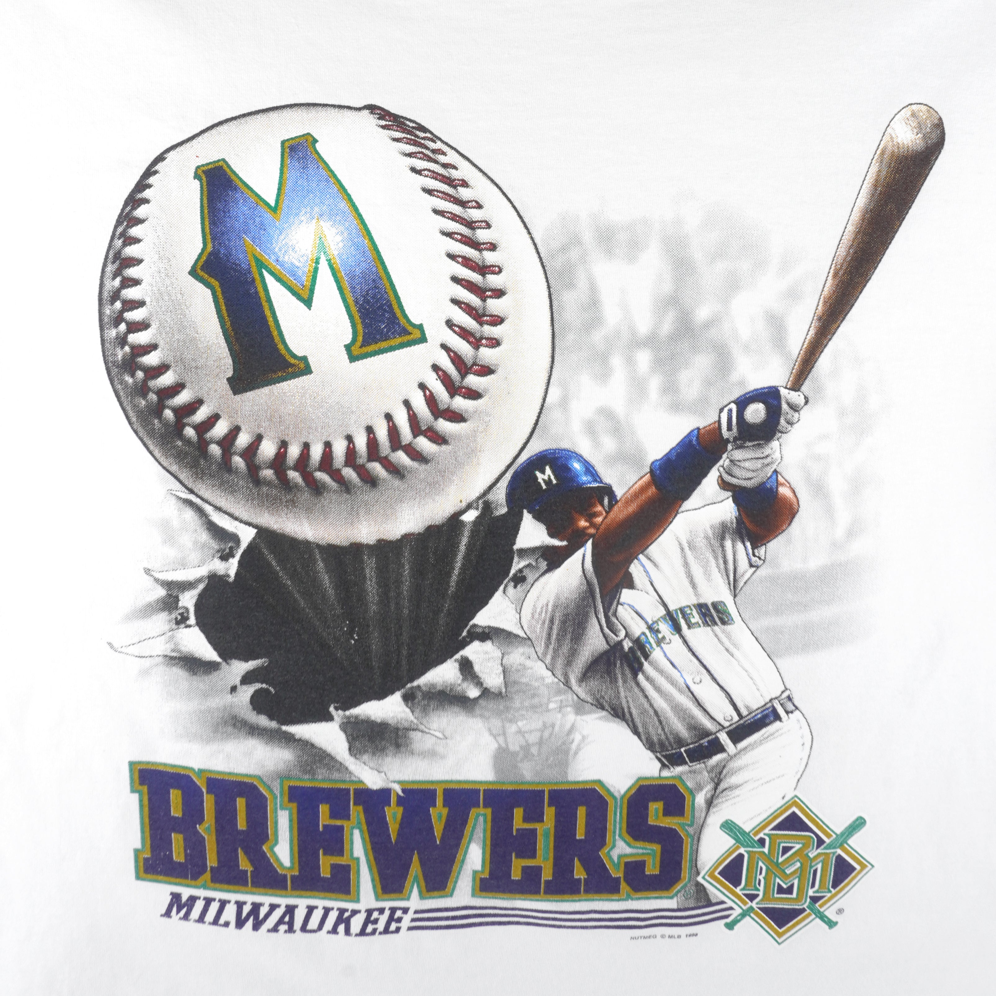 90s Milwaukee Brewers Logo MLB Baseball t-shirt Large - The