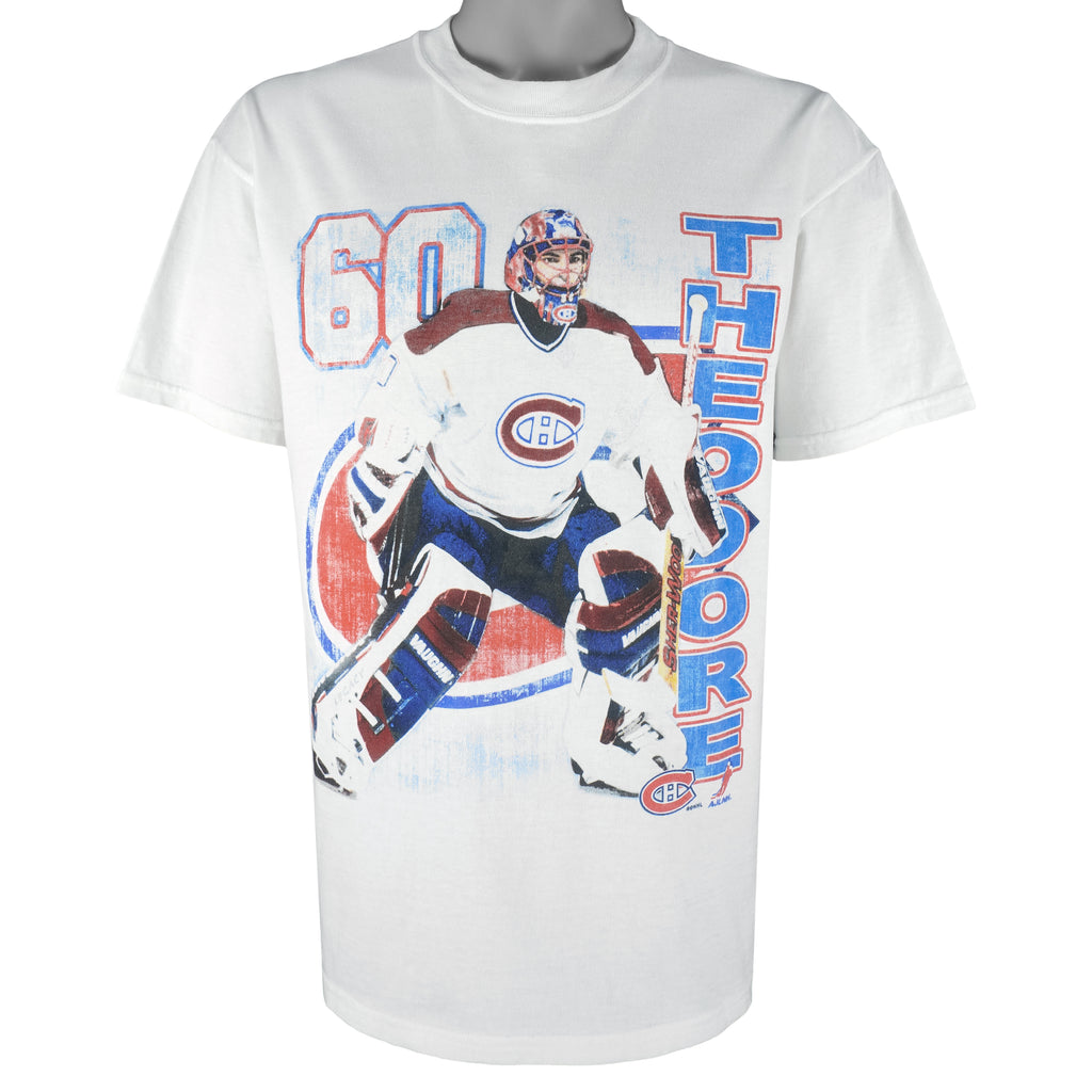 NHL (M&O Knits) - Montreal Canadiens Theodoore #60 T-Shirt 1990s Large Vintage Retro Hockey