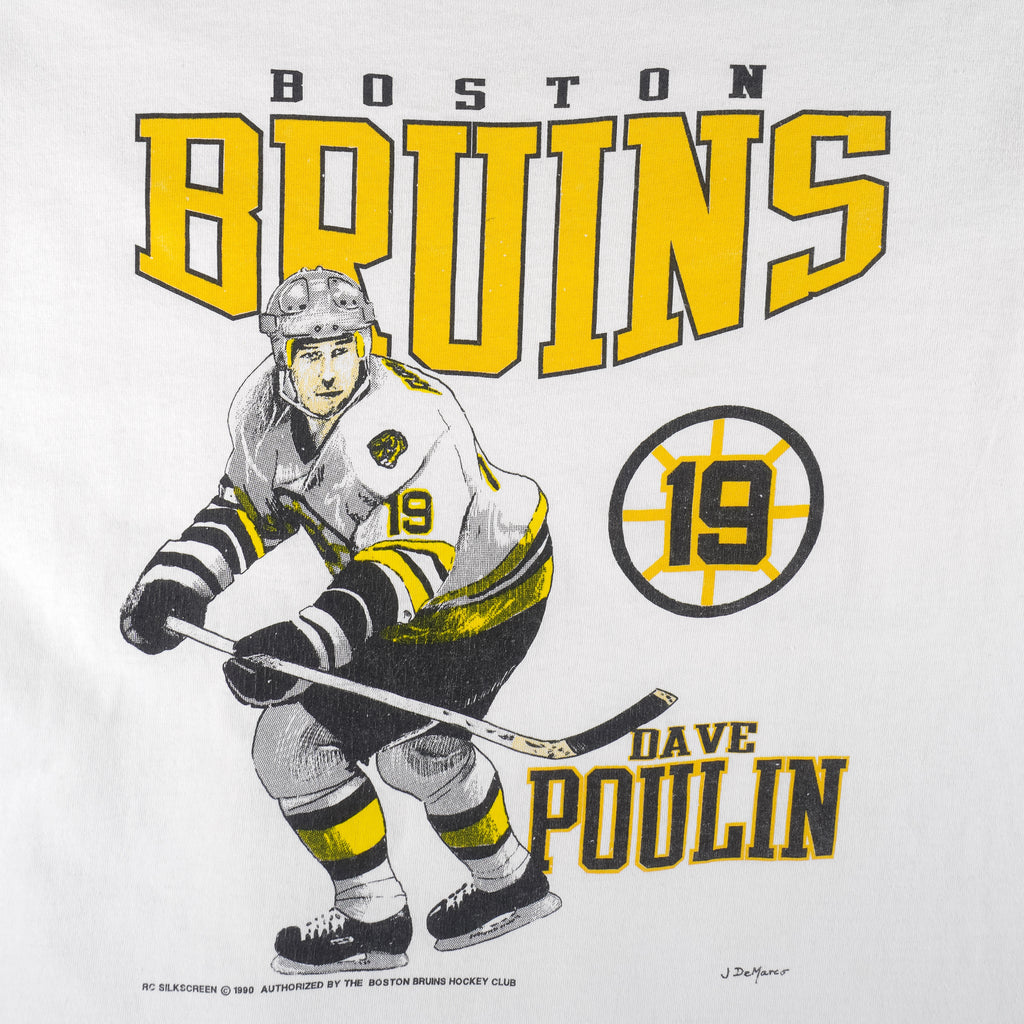 NHL - Boston Bruins Dave Poulin Single Stitch T-Shirt 1990 X-Large Vintage Retro Hockey