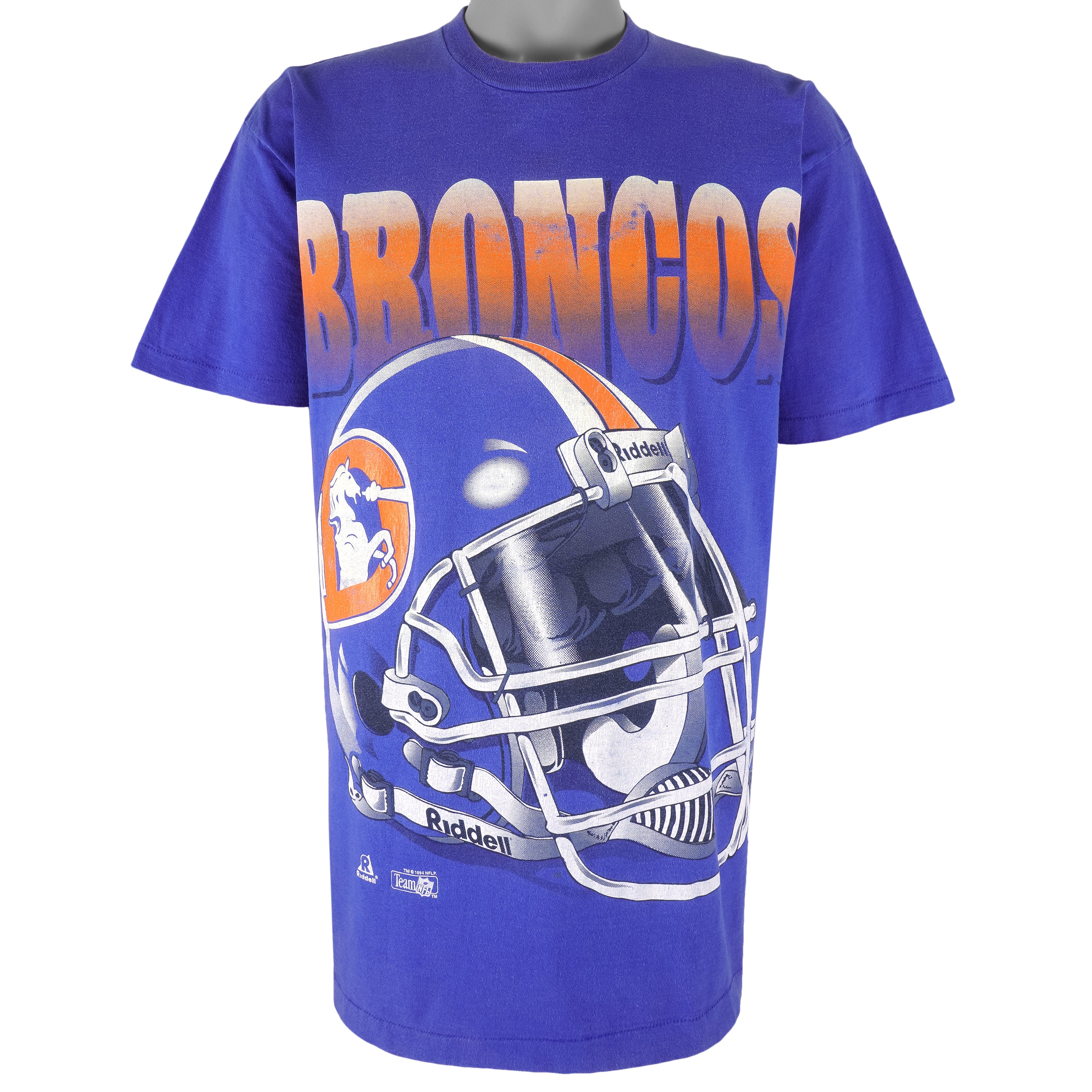 Denver Broncos NFL Team Apparel T Shirt Broncos Football XL X-Large Light  Blue