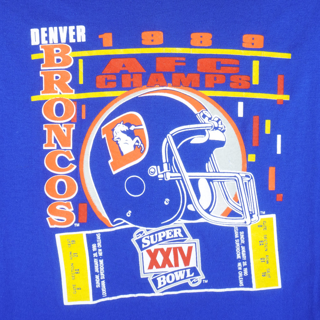 NFL (Trench) - Denver Broncos Super Bowl 24th T-Shirt 1989 XX-Large