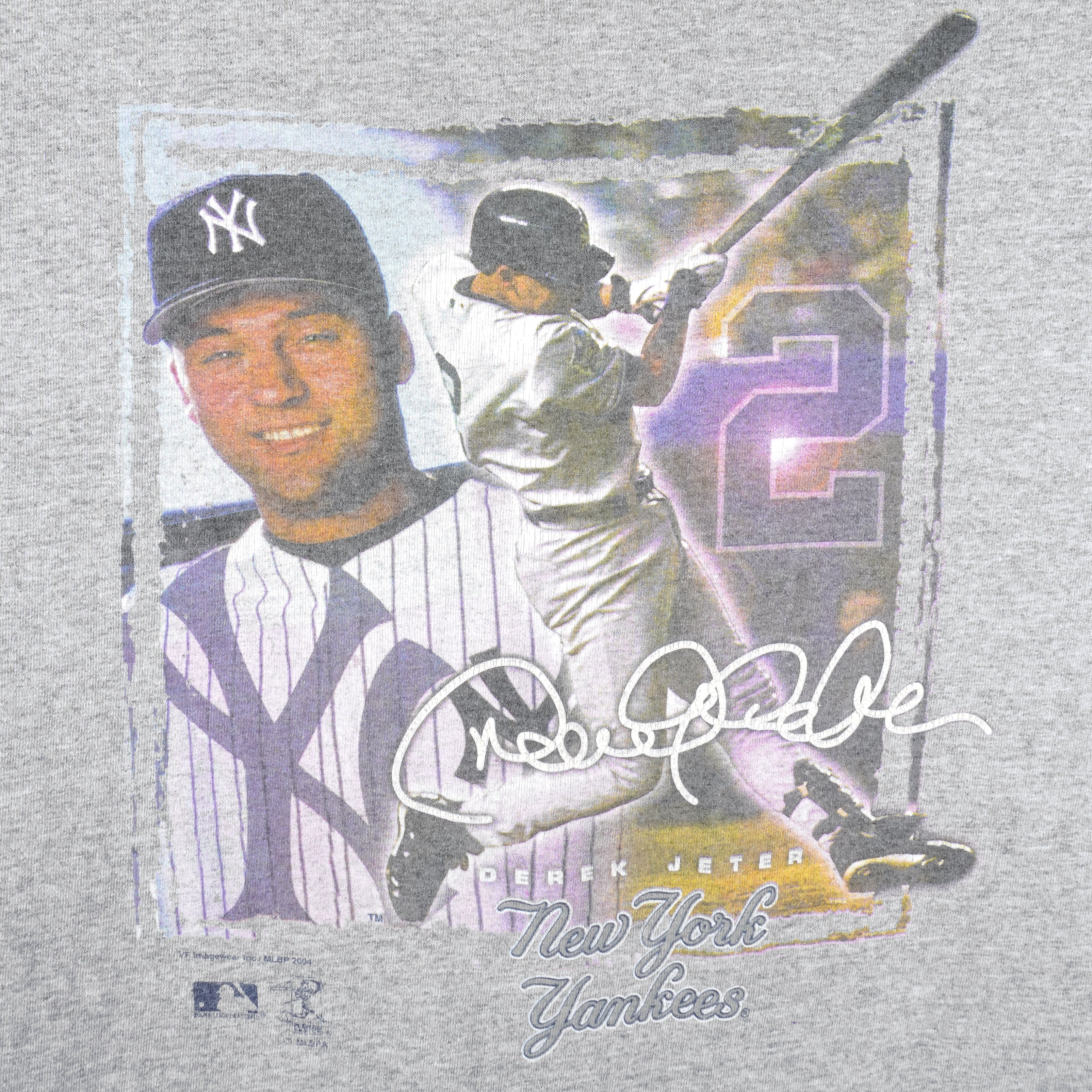 Vintage 2004 New York Yankees Opening Day Lineup T Shirt Big Face Jeter  Large XL