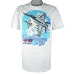 Vintage (Hanes) - Grey F/A18 Super Hornet T-Shirt 1990s Large