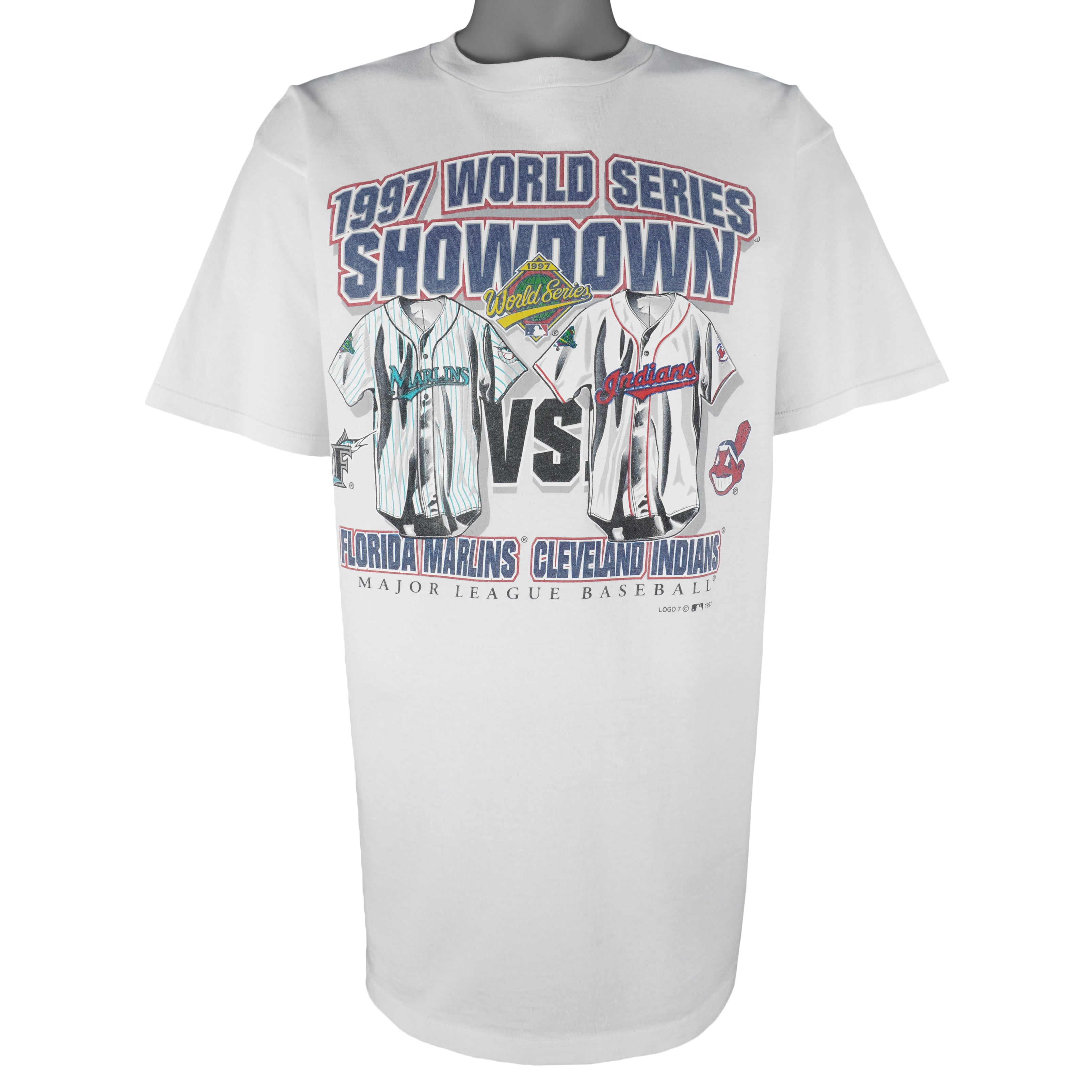 Vintage 1997 World Series Pro Player T-Shirt Cleveland Indians Florida  Marlins