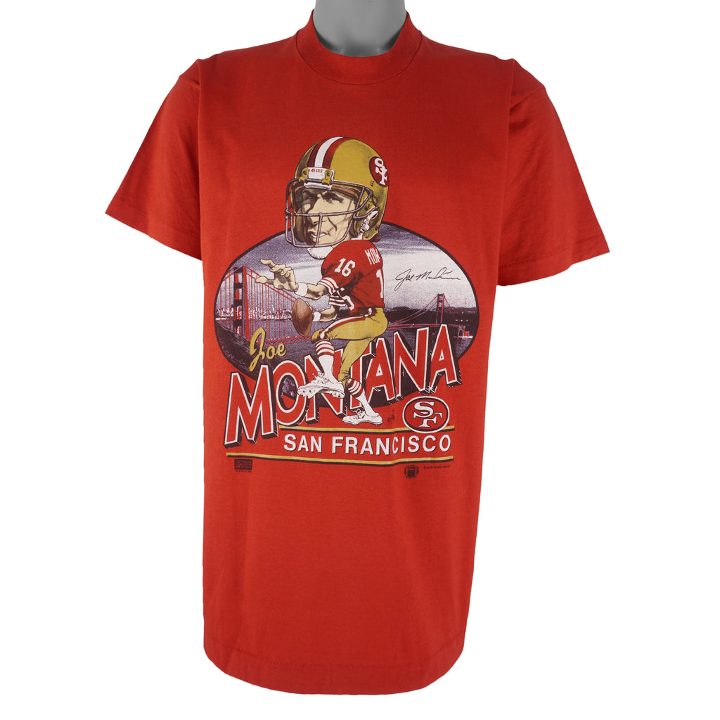 NFL (Salem) - 49ers San Francisco Joe Montana Caricature T-Shirt 1990s X-Large Vintage Retro Football