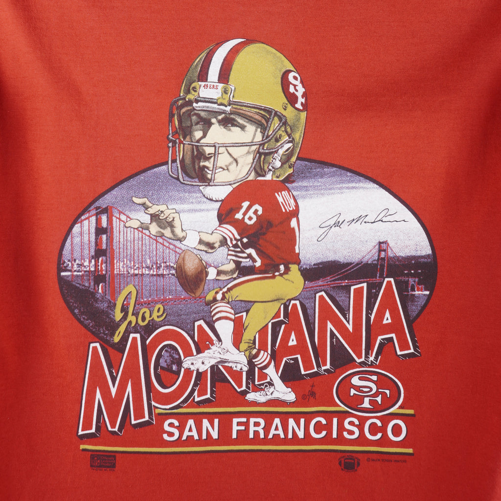 NFL (Salem) - 49ers San Francisco Joe Montana Caricature T-Shirt 1990s X-Large Vintage Retro Football