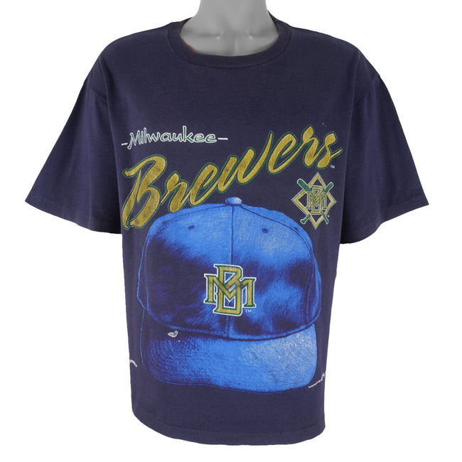 Vintage 1990 Milwaukee Brewers MLB Baseball Trench T-shirt 