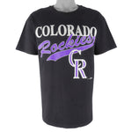 MLB (Hanes) - Colorado Rockies Single Stitch T-Shirt 1993 Large Vintage Retro Baseball