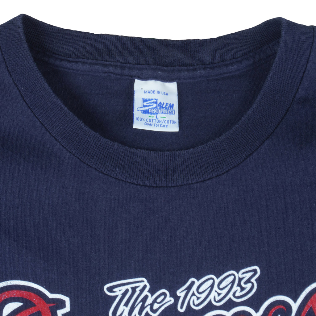 MLB (Salem) - Atlanta Braves Back to Back to Back Single Stitch T-Shirt 1993 Large Vintage Retro Baseball