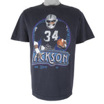 NFL (Salem) - L.A. Raiders Bo Jackson MVP Player Single Stitch T-Shirt 1990 Large