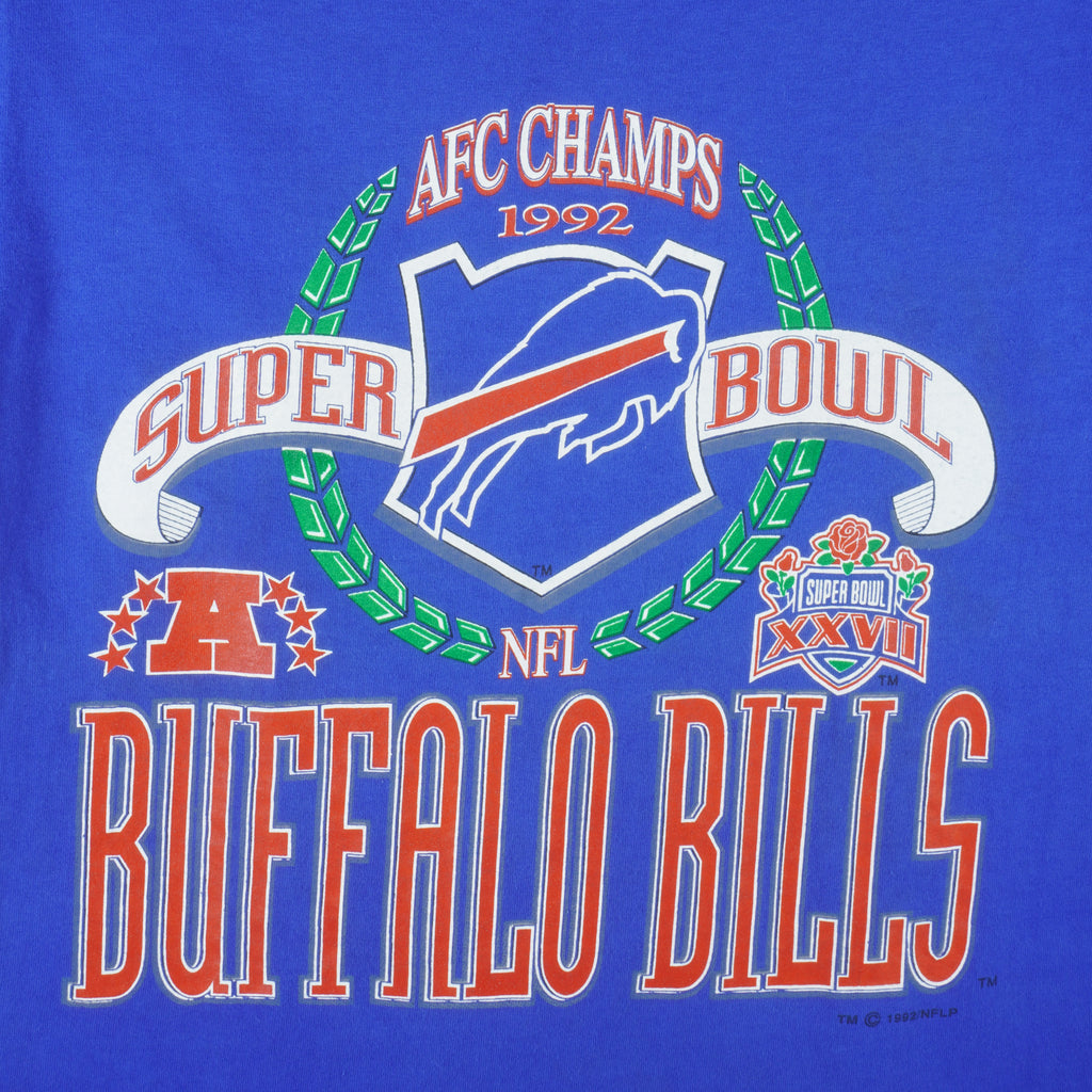 NFL (Logo 7) - Buffalo Bills Super Bowl AFC Champs T-Shirt 1992 Medium Vintage Retro Football