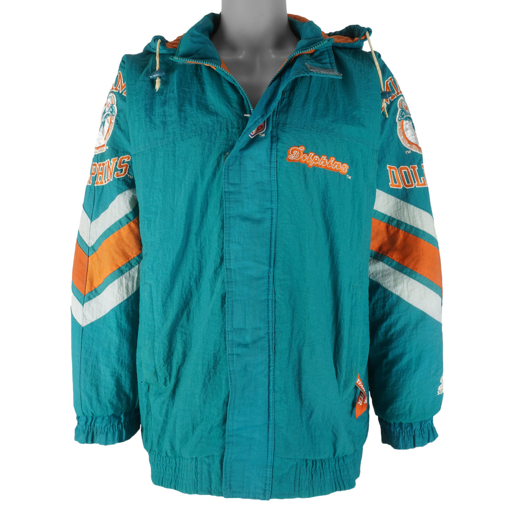 Starter (Pro Line) - Miami Dolphins Puffer Jacket 1990s Large Vintage Retro Football