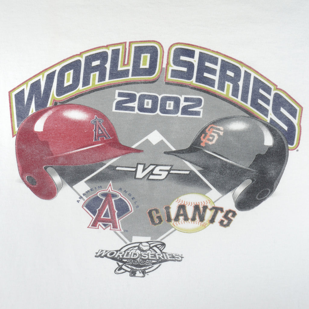 MLB (Delta) - Angels VS Giants World Series Matchups Helmets T-Shirt 2002 Large Vintage Retro Baseball