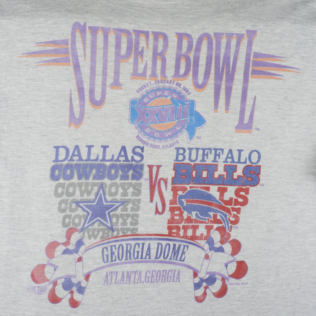 NFL - Cowboys VS Bills Super Bowl 27th Champions T-Shirt 1994 Large Vintage Retro Football