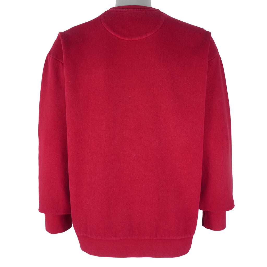 Ralph Lauren (Chaps) - Red Embroidered Crew Neck Sweatshirt 1990s Large Vintage Retro