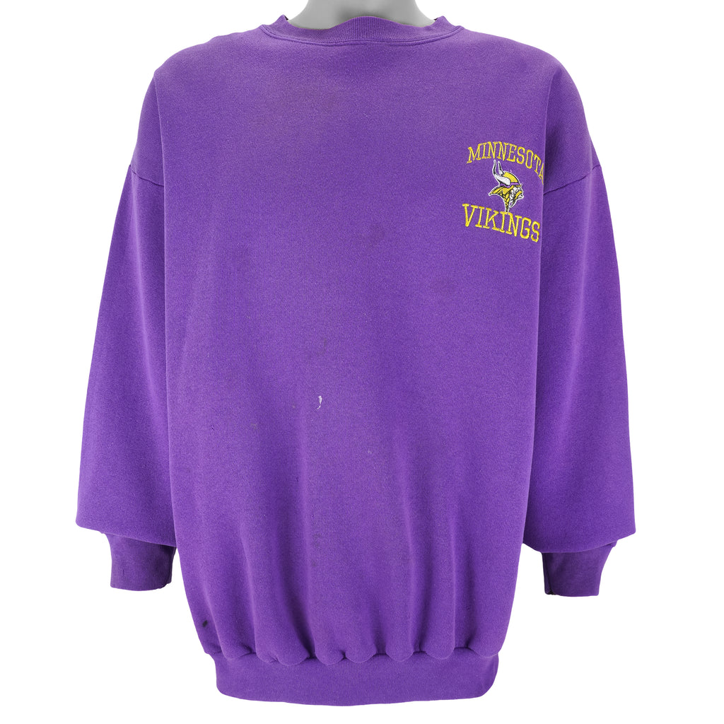 NFL (Logo 7) - Minnesota Vikings Embroidered Crew Neck Sweatshirt 1990s X-Large Vintage Retro Football