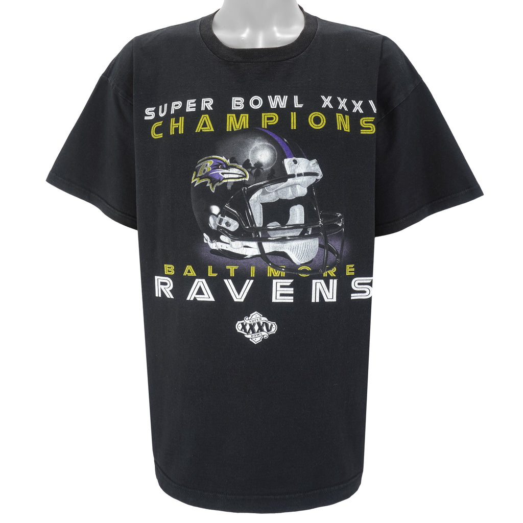 NFL (Logo Athletic) - Baltimore Ravens Super Bowl Champs 35th T-Shirt 1990s X-Large Vintage Retro Football