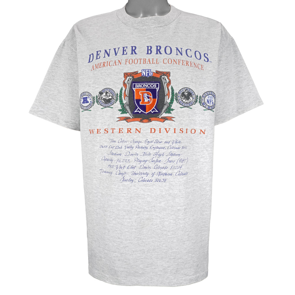 NFL (Nutmeg) - Denver Broncos Embroidered T-Shirt 1990s X-Large Vintage Retro Football