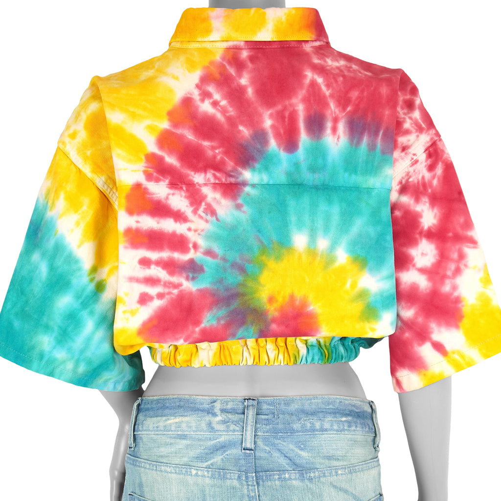 Reworks - Tie Dyed Womens Crop Top Shirt Medium Vintage Retro