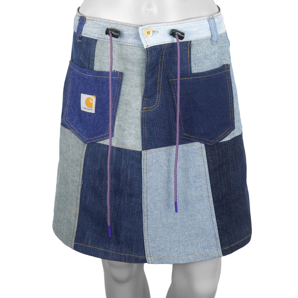 Reworked (Carhartt) - Womens Patched Mini Skirt Small Vintage Retro