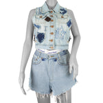 Reworked - Star & Heart Patchwork Denim Vest Womens Small