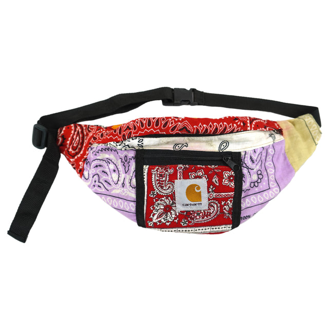 Top Genuine Leather Vintage Multicolored Patchwork Fanny Pack