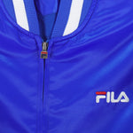 FILA - Blue Zip-Up Satin Jacket 1990s Large Vintage Retro