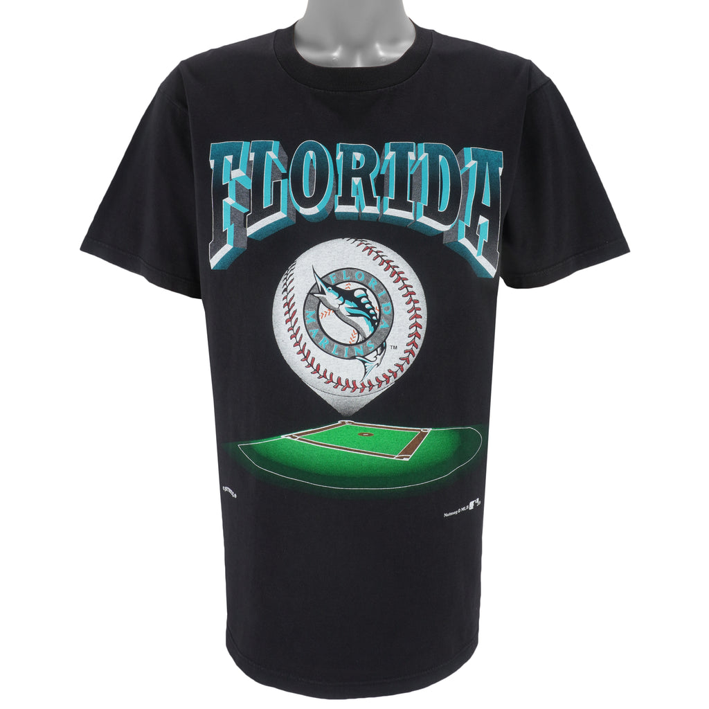 MLB (Nutmeg) - Florida Marlins T-Shirt 1990s Large Vintage Retro Baseball