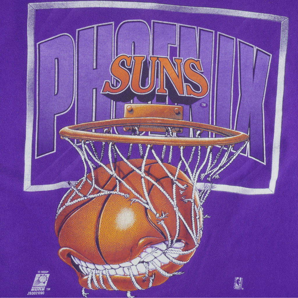 NBA - Phoenix Suns Hoop & Net Single Stitch T-Shirt 1990s Large Vintage Retro Basketball