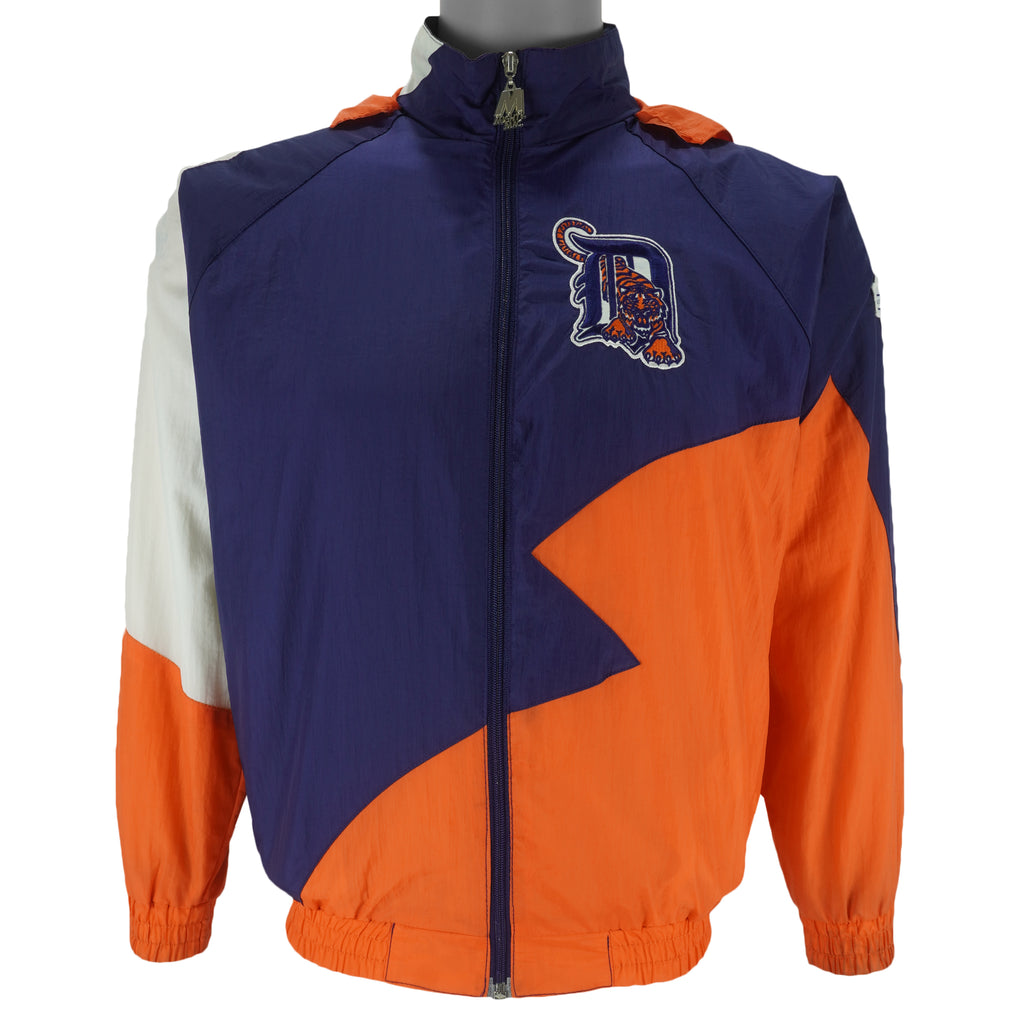 MLB (Mighty Mac)- Detroit Tigers Embroidered Windbreaker 1990s Medium Vintage Retro Baseball