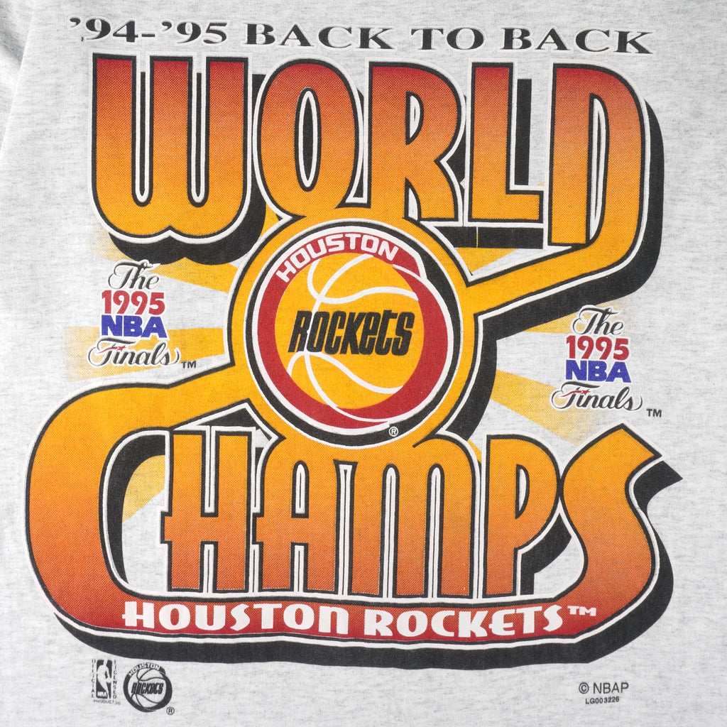 NBA (Sof Tee) - Houston Rockets Back 2 Back World Champs T-Shirt 1995 Large Vintage Retro Basketball