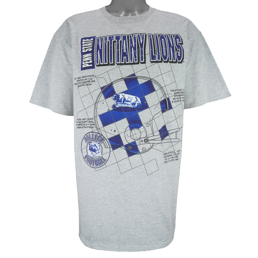 NCAA (Team Work) - Nittany Lions Schematic Of A Champions T-Shirt 1990s X-Large Vintage Retro College