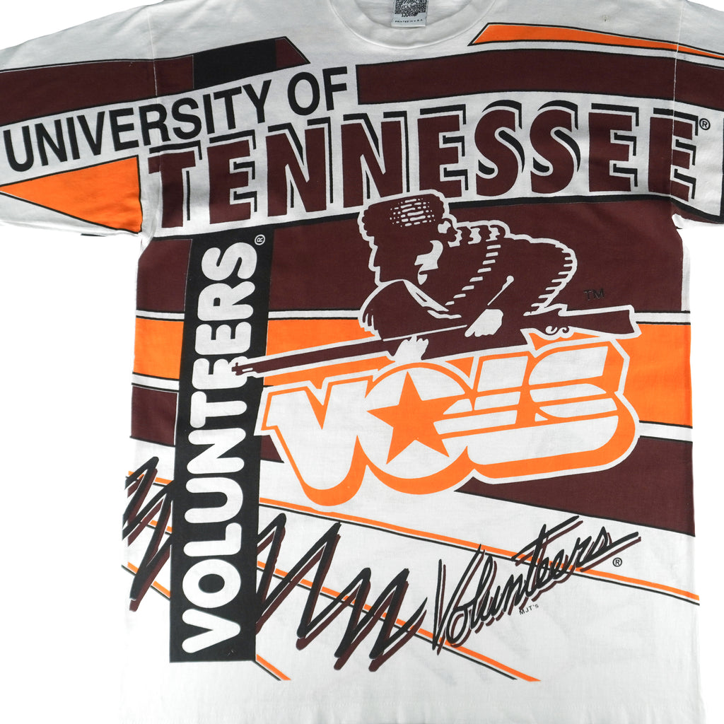 NCAA (Magic Johnson T's) - Tennessee Volunteers All Over Print T-Shirt 1990s Large Vintage Retro College