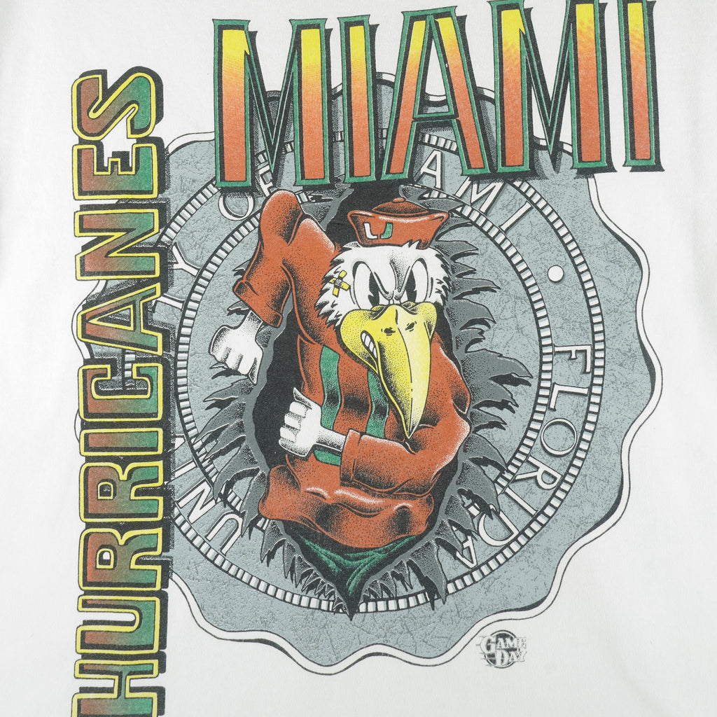 NCAA (Game Day) - Miami Hurricanes T-Shirt 1990s X-Large Vintage Retro Football College 