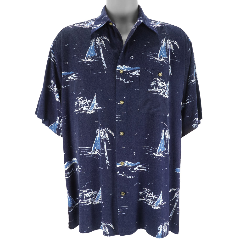 Vintage (Puritan) - Sailing Boat And Palm Tree All Over Print Shirt 1990s X-Large Vintage Retro