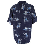 Vintage (Puritan) - Sailing Boat And Palm Tree Over Print Shirt 1990s X-Large Vintage Retro