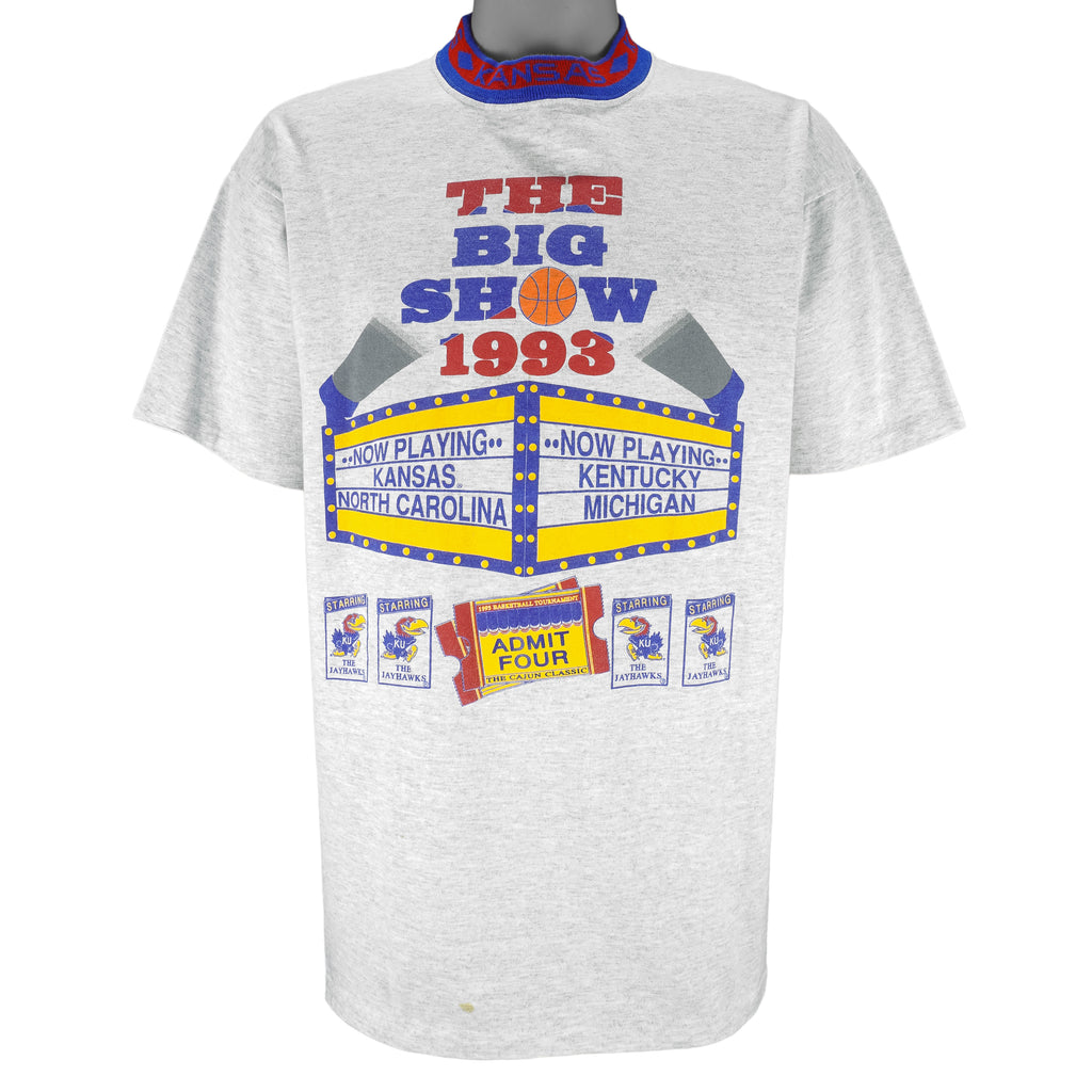 NCAA (TSI) - Kansas Admit Four Basketball The Big Show T-Shirt 1993 X-Large Vintage Retro Basketball College