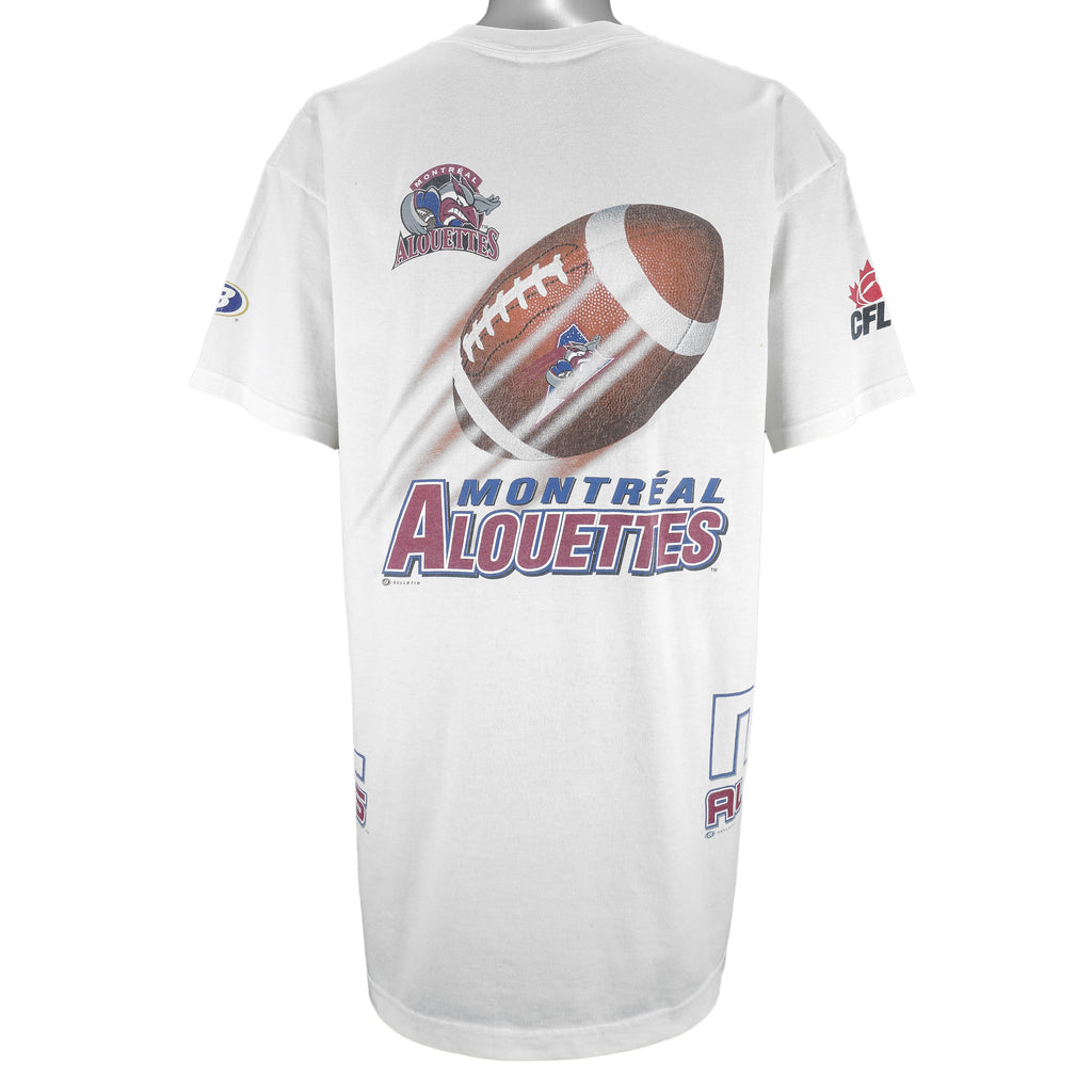 CFL (Bulletin Athletic) - Montreal Alouettes Helmet Single Stitch T-Shirt 1990s X-Large Vintage Retro Football