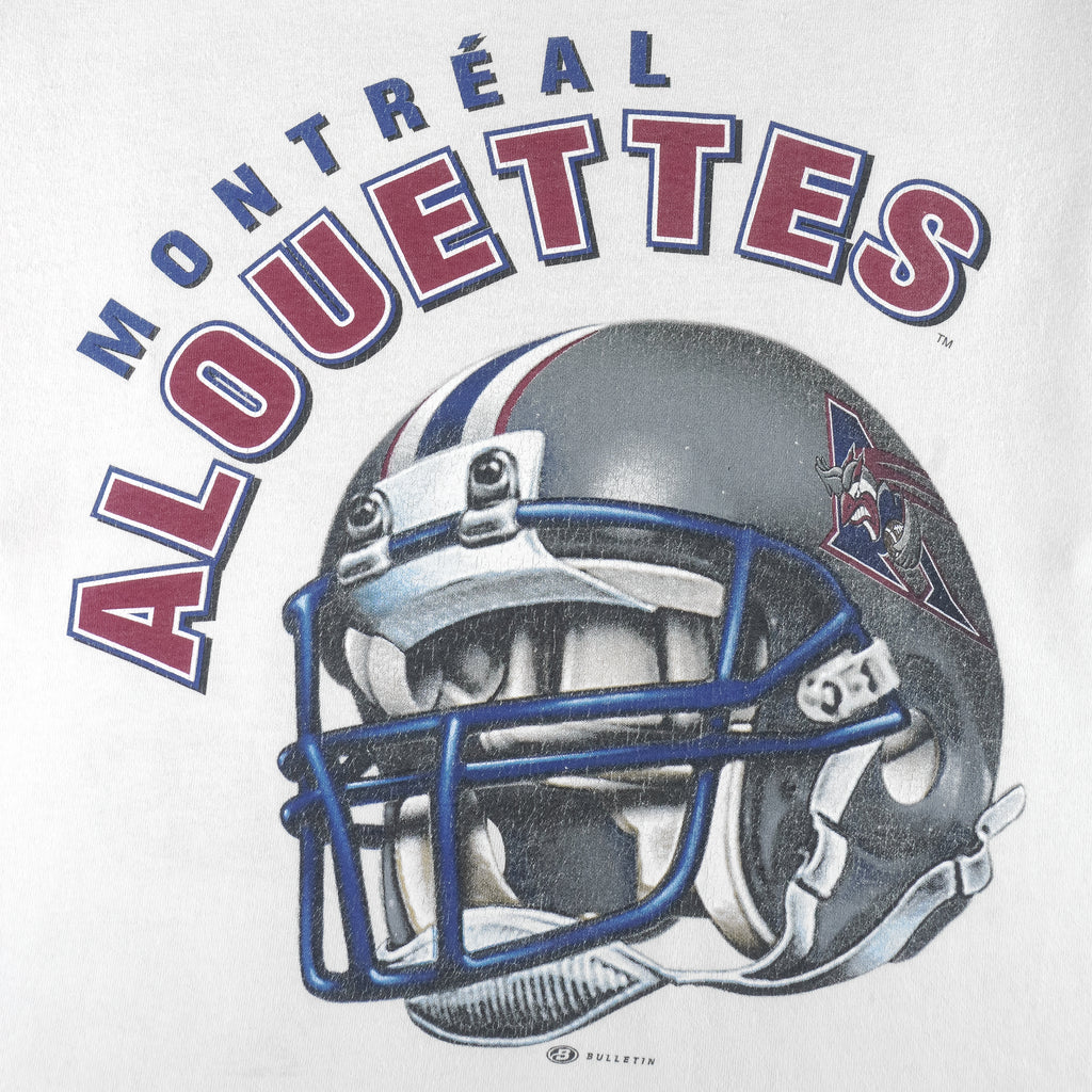 CFL (Bulletin Athletic) - Montreal Alouettes Helmet Single Stitch T-Shirt 1990s X-Large Vintage Retro Football