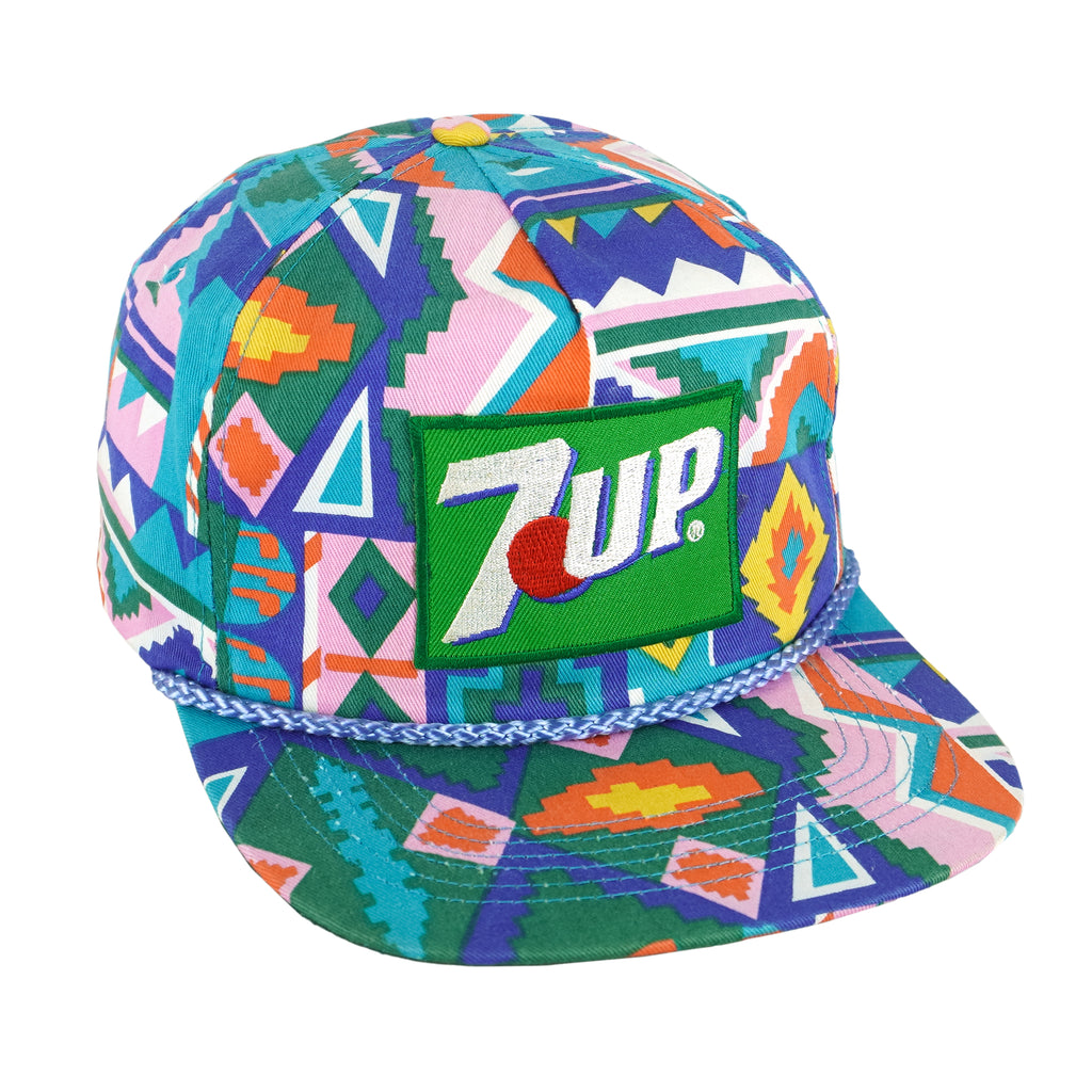 Vintage - 7 Up Aztec Rope Snapback Hat 1990s OSFA Vintage Retro