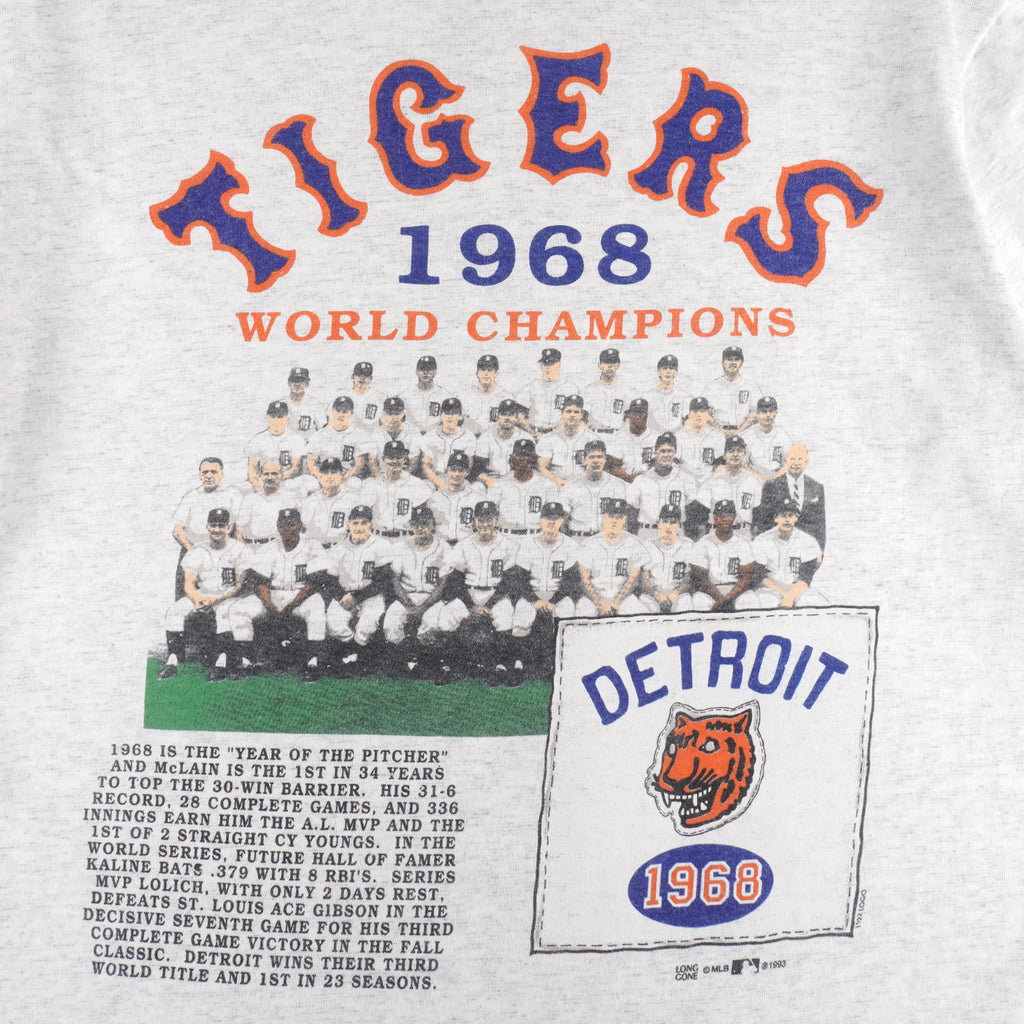 MLB (Long Gone) - Detroit Tigers World Series Champs In 1968 T-Shirt 1993 Large vintage retro baseball