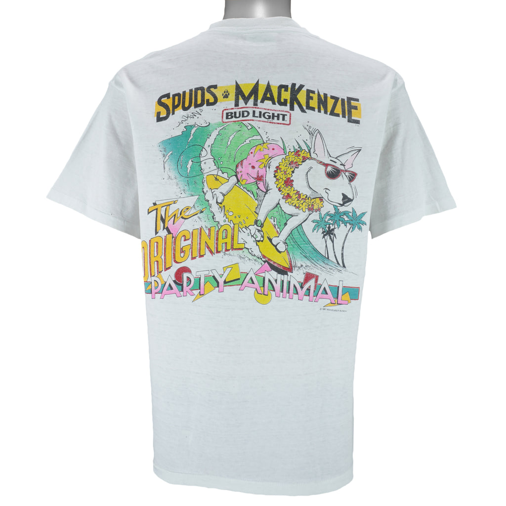 Budweiser - Bud Light Spuds Mackenzie The Party Animal T-Shirt 1987 X-Large vintage retro